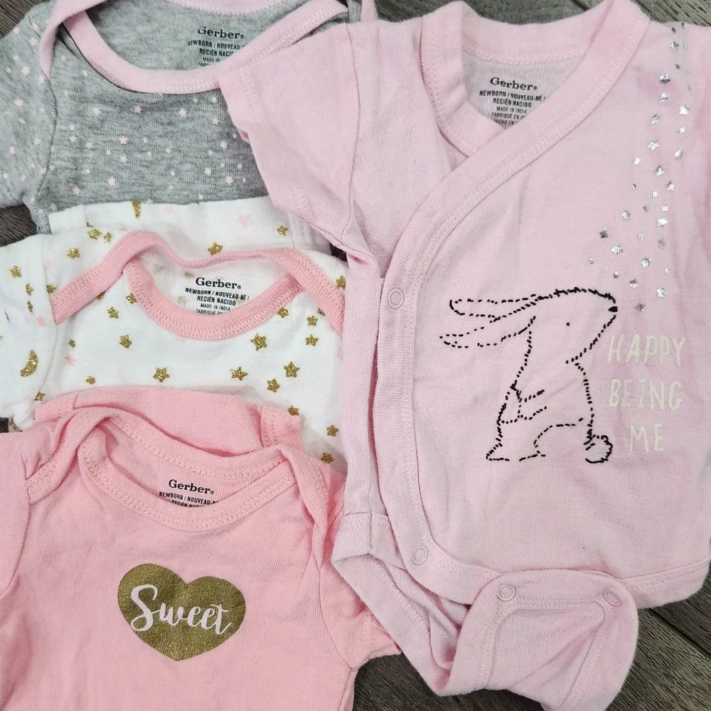 Newborn baby girl clothing lot 9 pieces bodysuits &‎ leggings NB